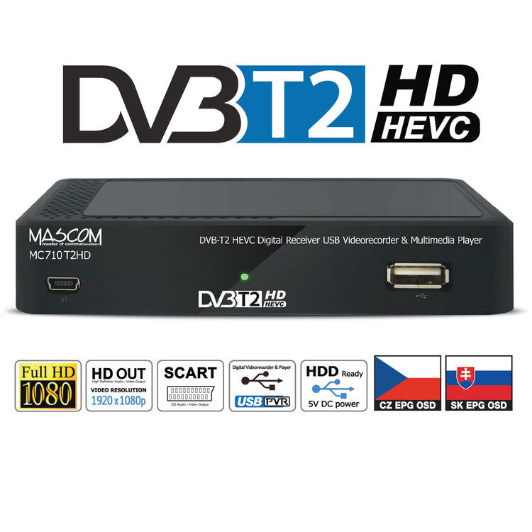 MC710T2HD Přijímač DVB-T2 HEVC, USB MC710T2HD Přijímač DVB-T2 HEVC, USB