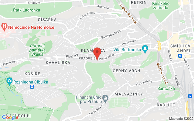 Google map: Vrchlického 25, Praha 5